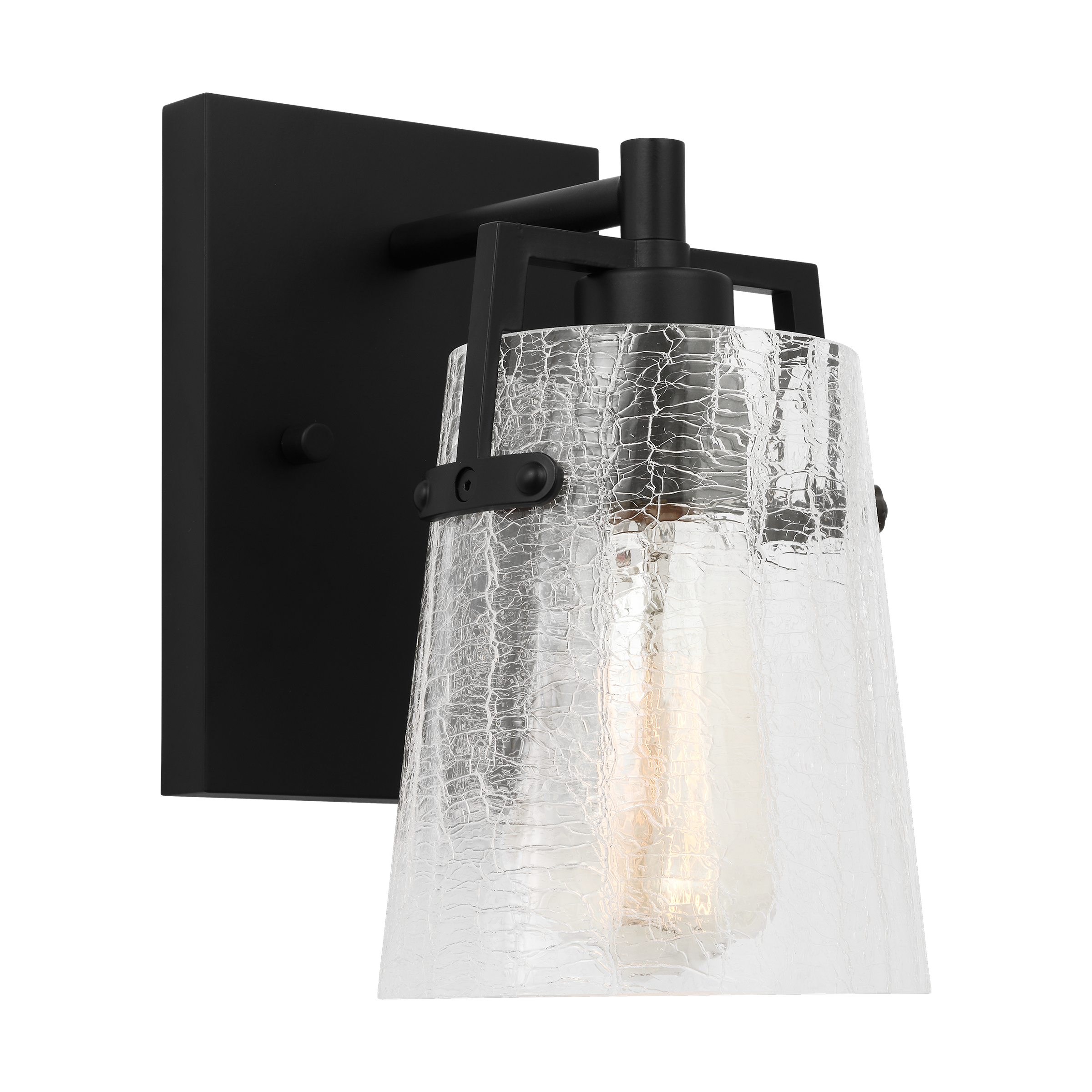 Crofton Small Sconce Midnight Black Clear Crackle Glass