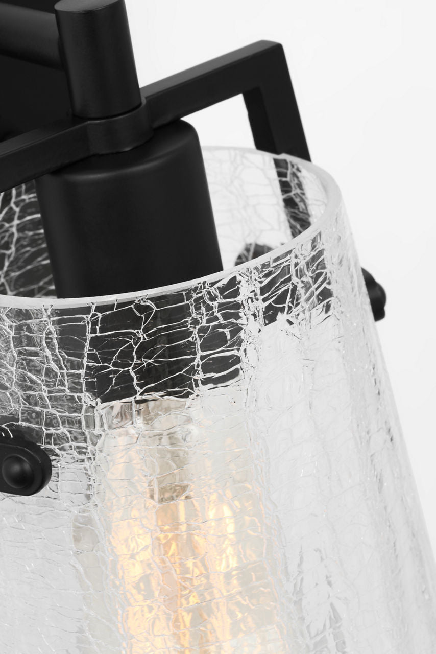 Crofton Small Sconce Midnight Black Clear Crackle Glass