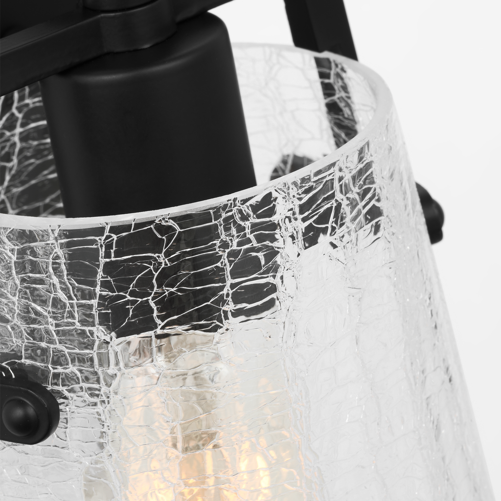Crofton Small Sconce Midnight Black Clear Crackle Glass