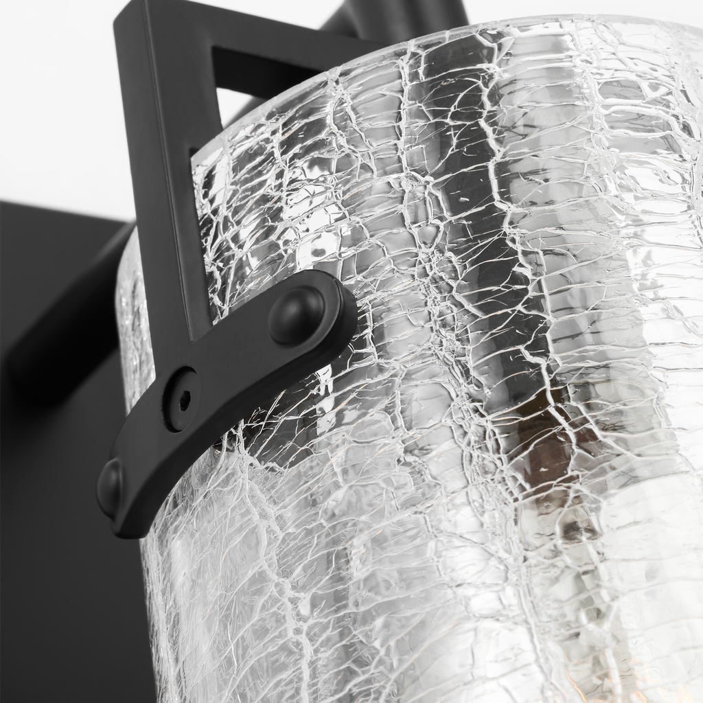 Crofton Small Sconce Midnight Black Clear Crackle Glass