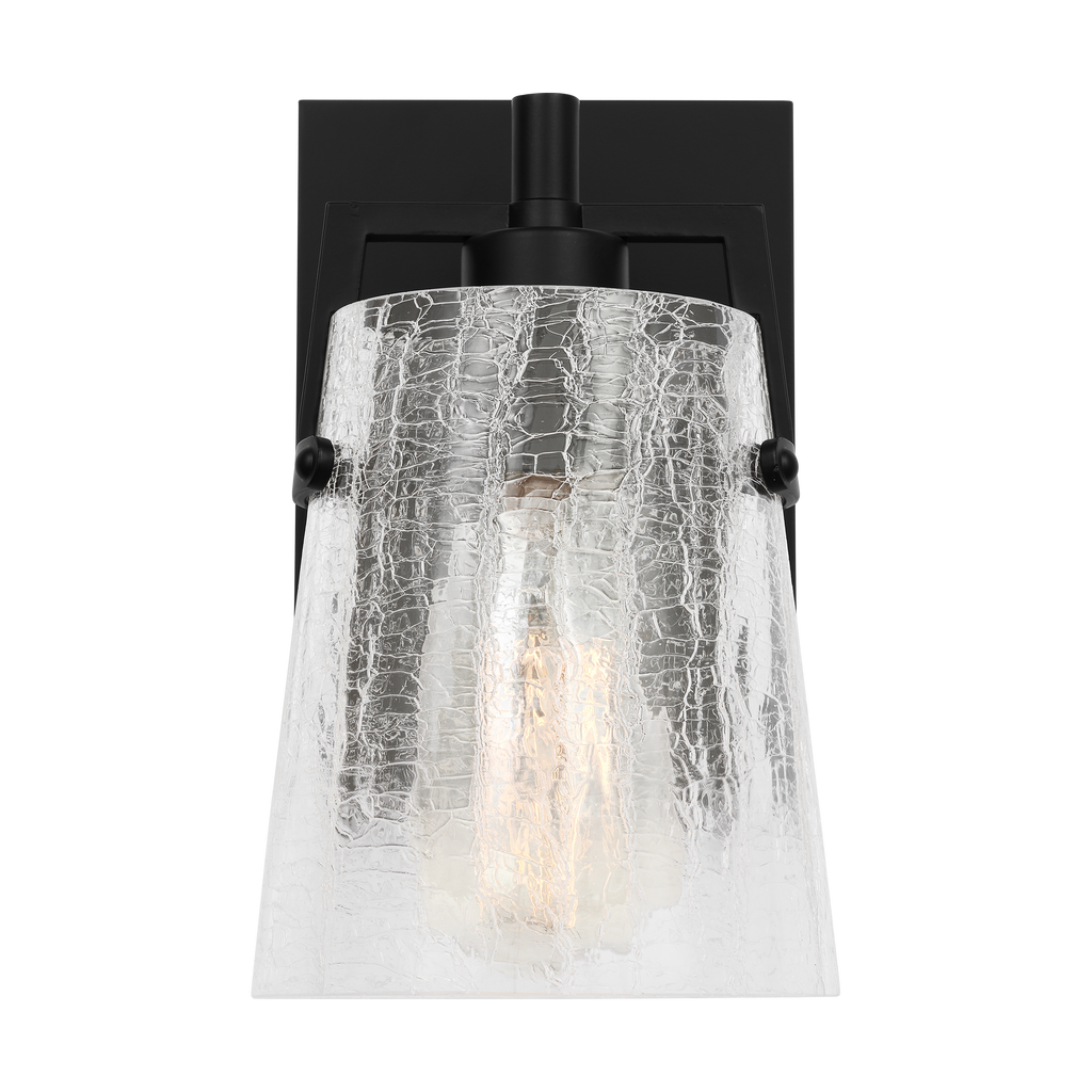 Crofton Small Sconce Midnight Black Clear Crackle Glass