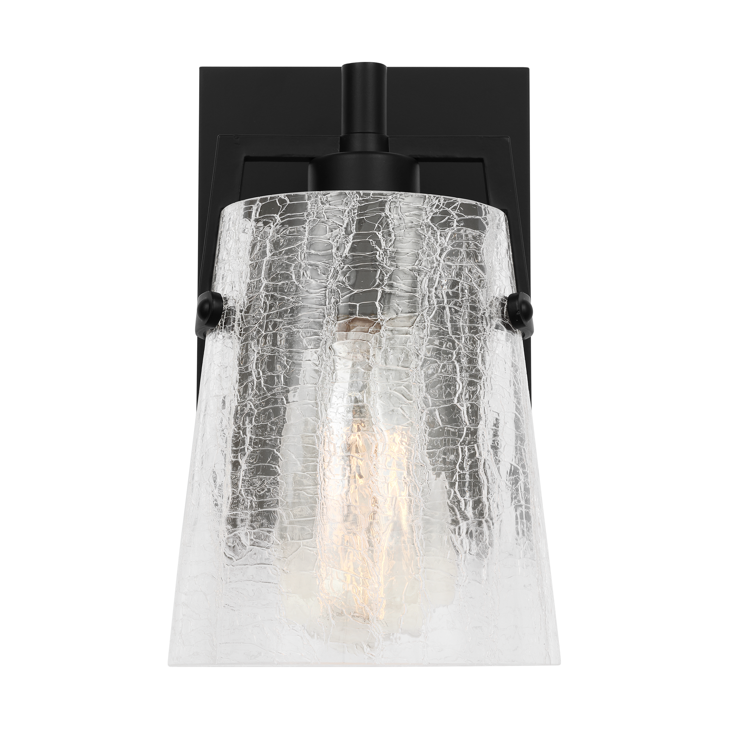 Crofton Small Sconce Midnight Black Clear Crackle Glass