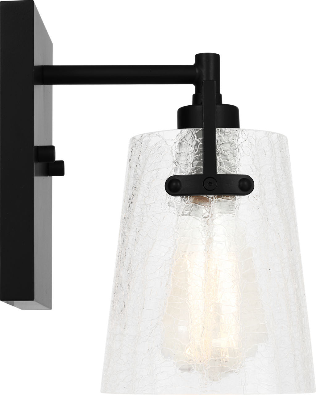 Crofton Small Sconce Midnight Black Clear Crackle Glass