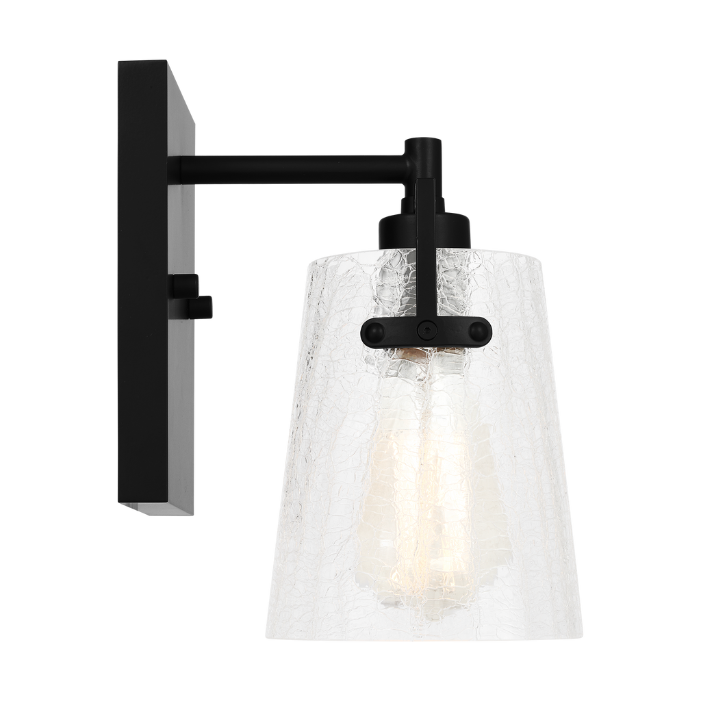 Crofton Small Sconce Midnight Black Clear Crackle Glass