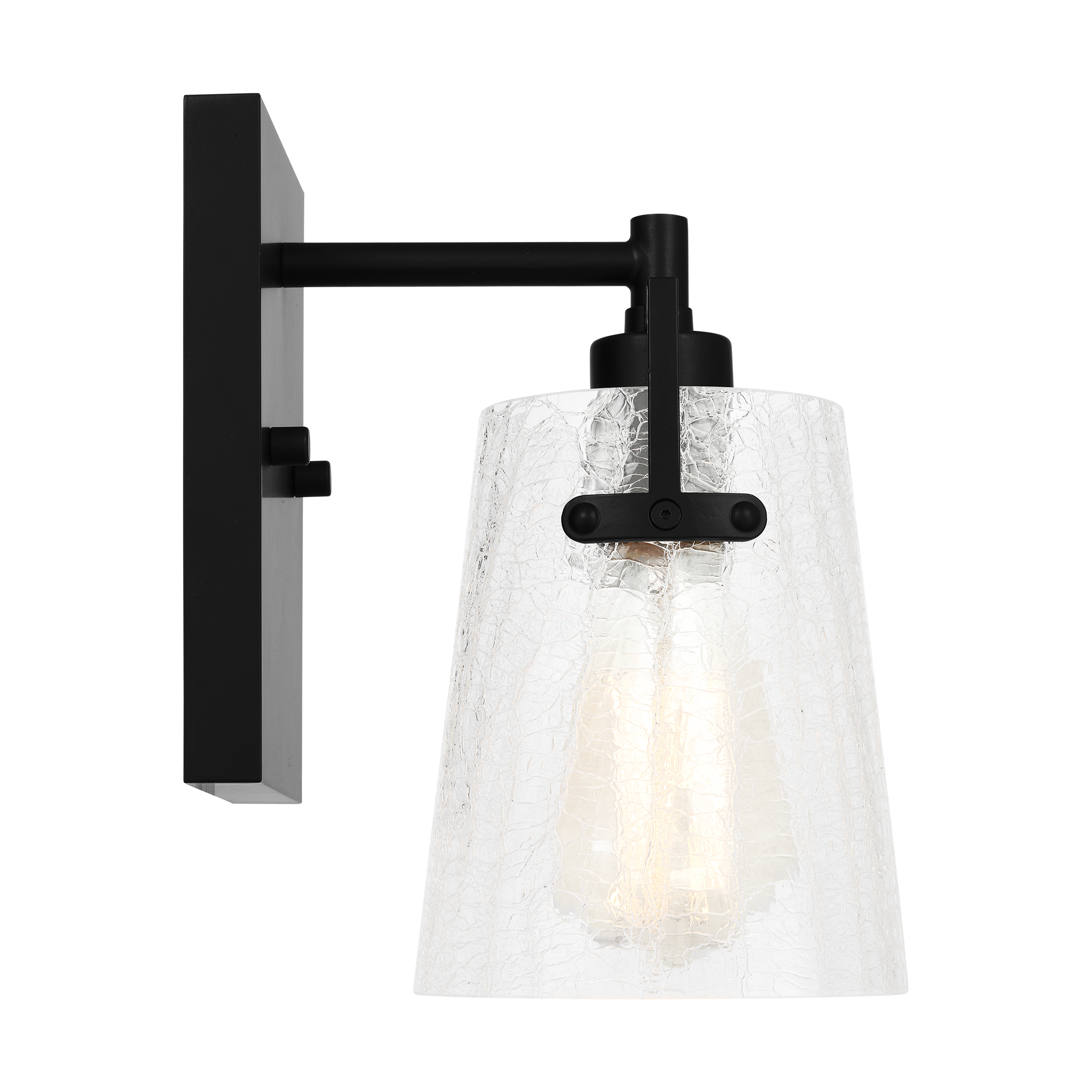 Crofton Small Sconce Midnight Black Clear Crackle Glass