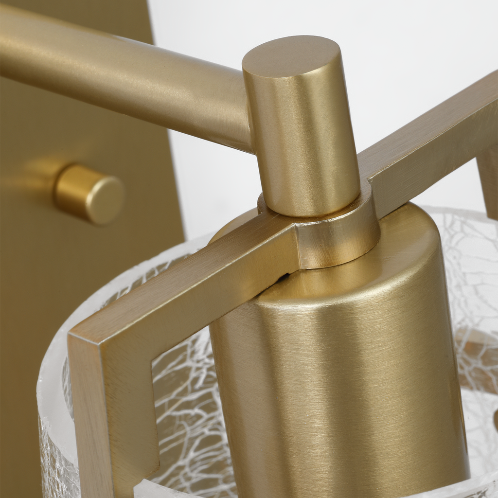 Crofton Small Sconce Satin Brass Clear Crackle Glass