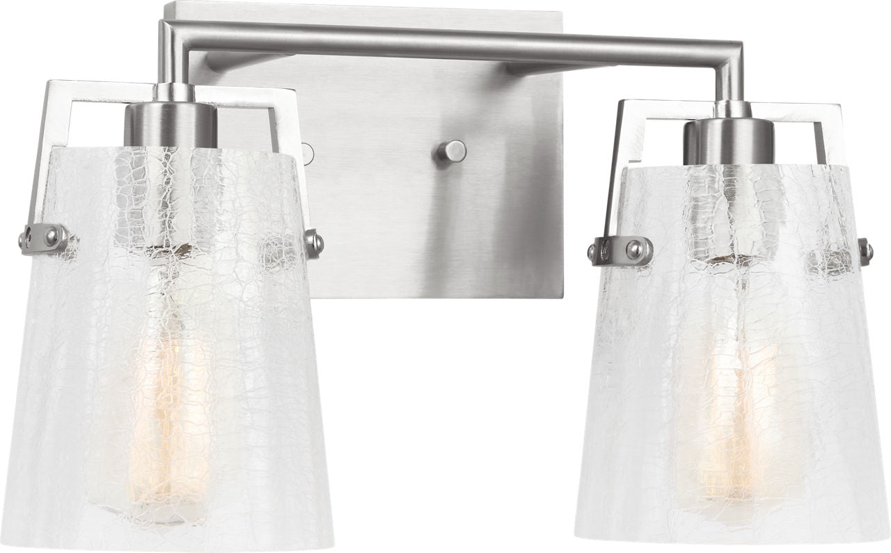 Crofton 2 - Light Vanity Brushed Nickel Clear Crackle Glass