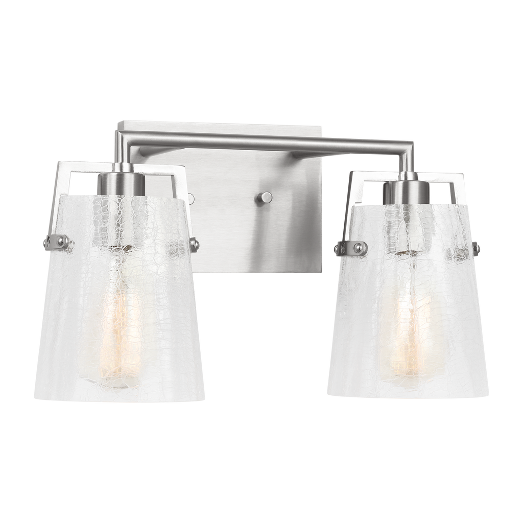 Crofton 2 - Light Vanity Brushed Nickel Clear Crackle Glass