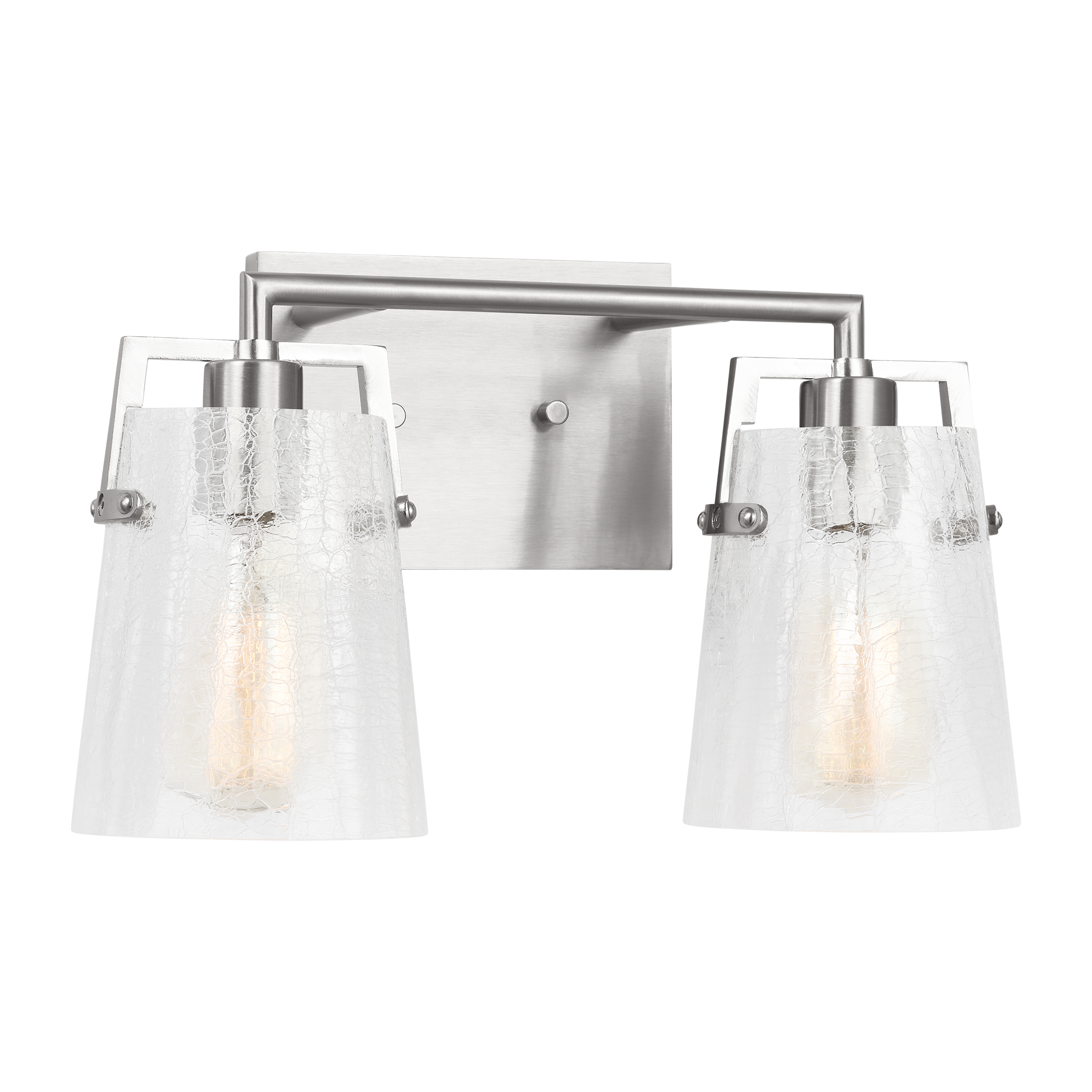 Crofton 2 - Light Vanity Brushed Nickel Clear Crackle Glass