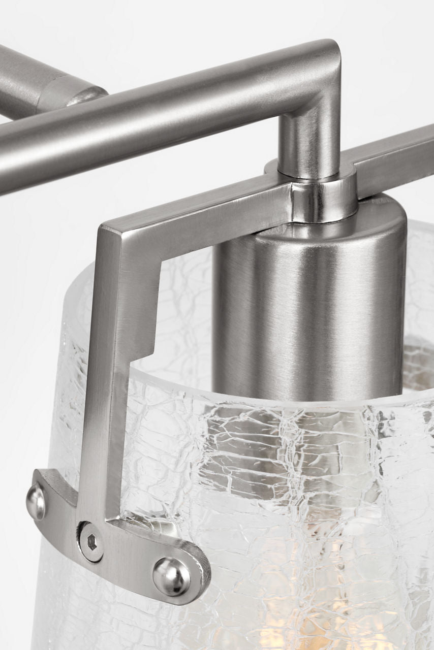 Crofton 2 - Light Vanity Brushed Nickel Clear Crackle Glass