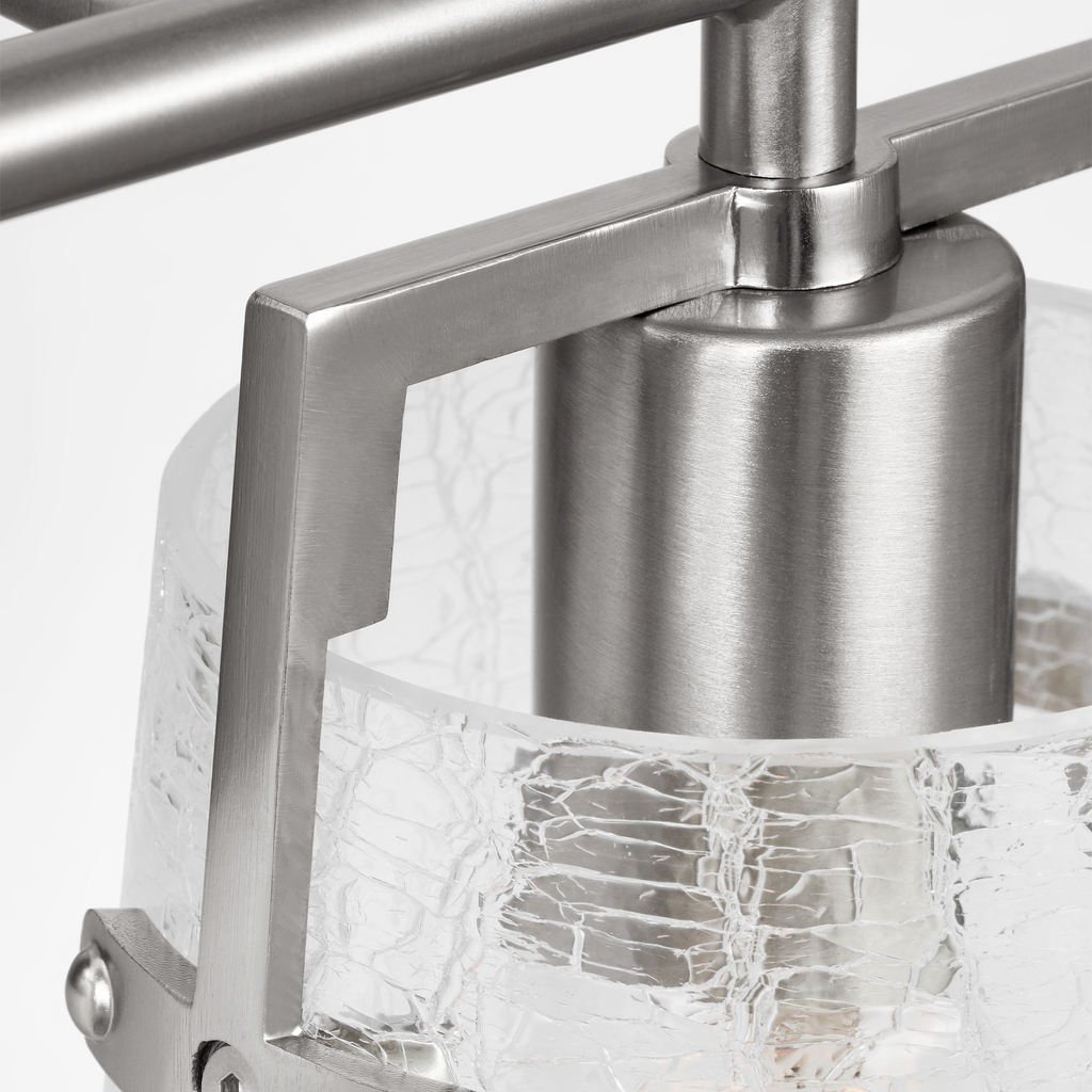 Crofton 2 - Light Vanity Brushed Nickel Clear Crackle Glass