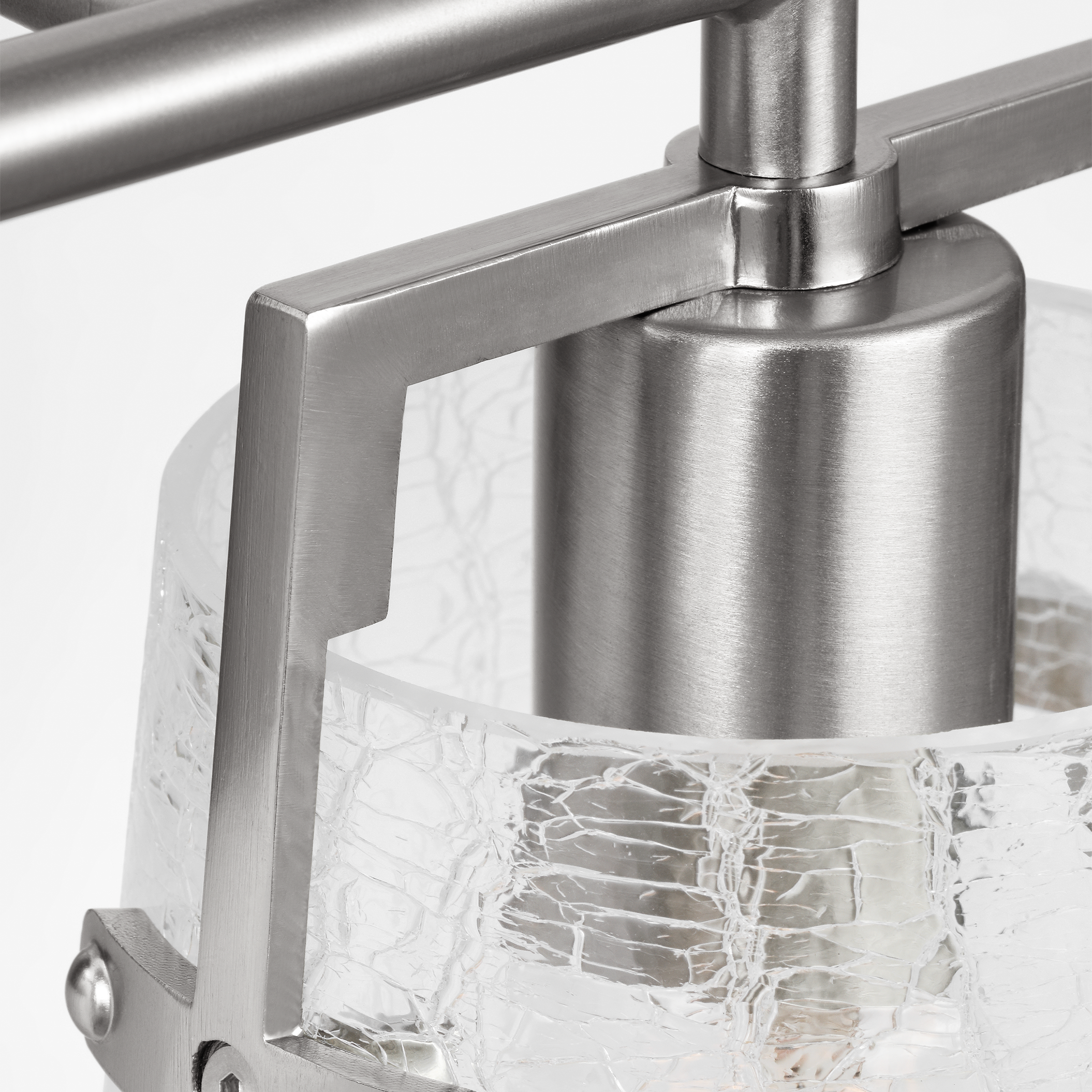 Crofton 2 - Light Vanity Brushed Nickel Clear Crackle Glass