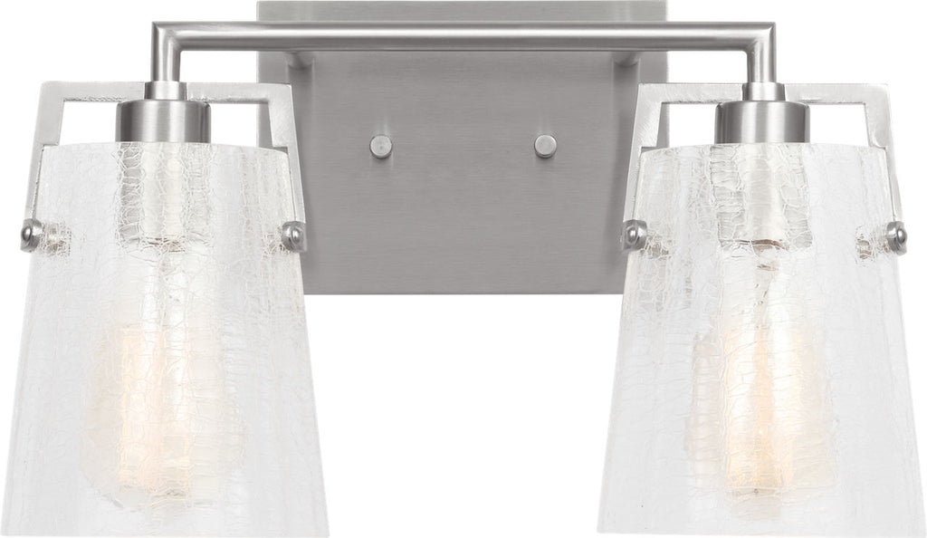 Crofton 2 - Light Vanity Brushed Nickel Clear Crackle Glass
