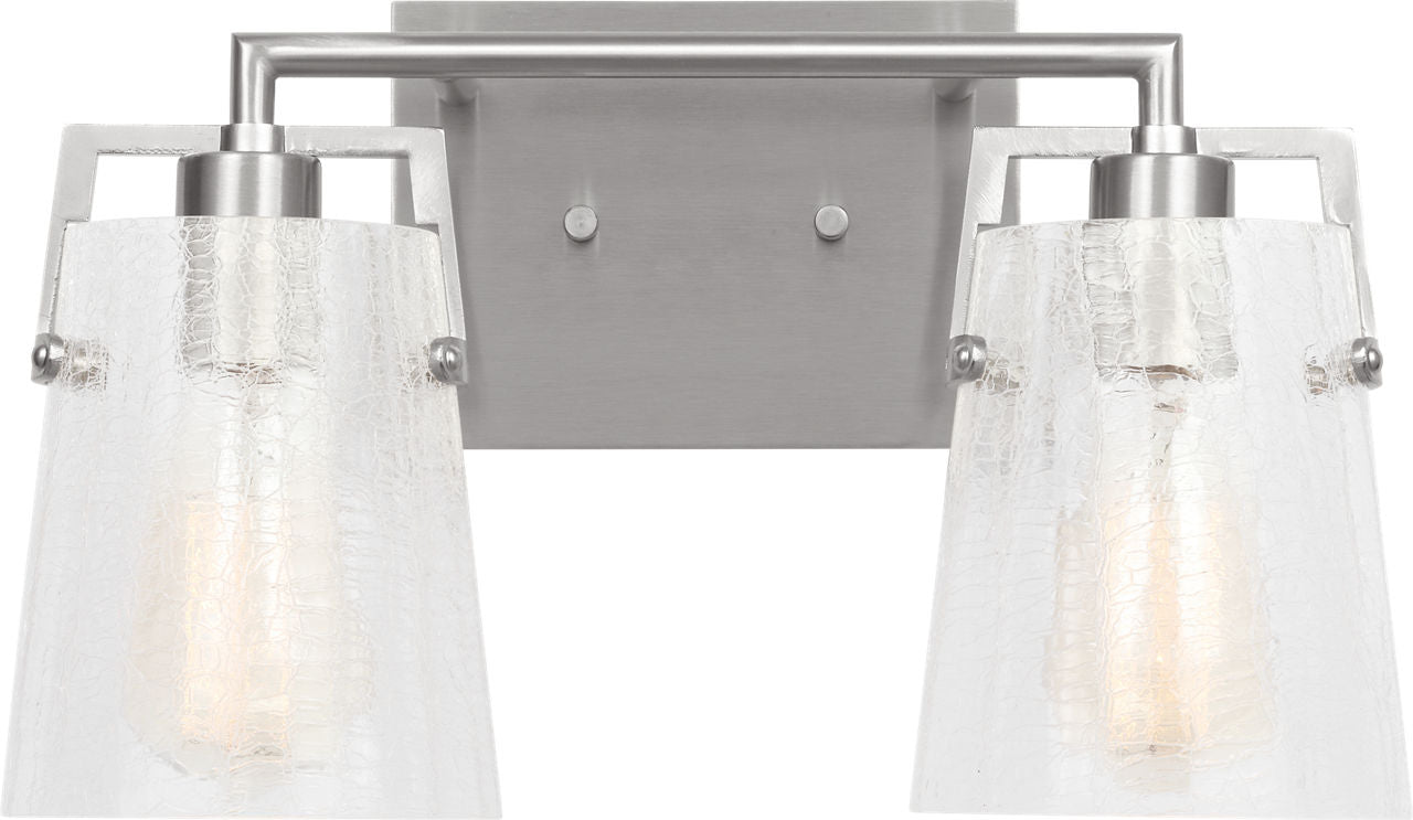 Crofton 2 - Light Vanity Brushed Nickel Clear Crackle Glass