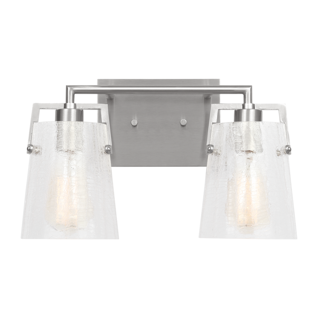 Crofton 2 - Light Vanity Brushed Nickel Clear Crackle Glass