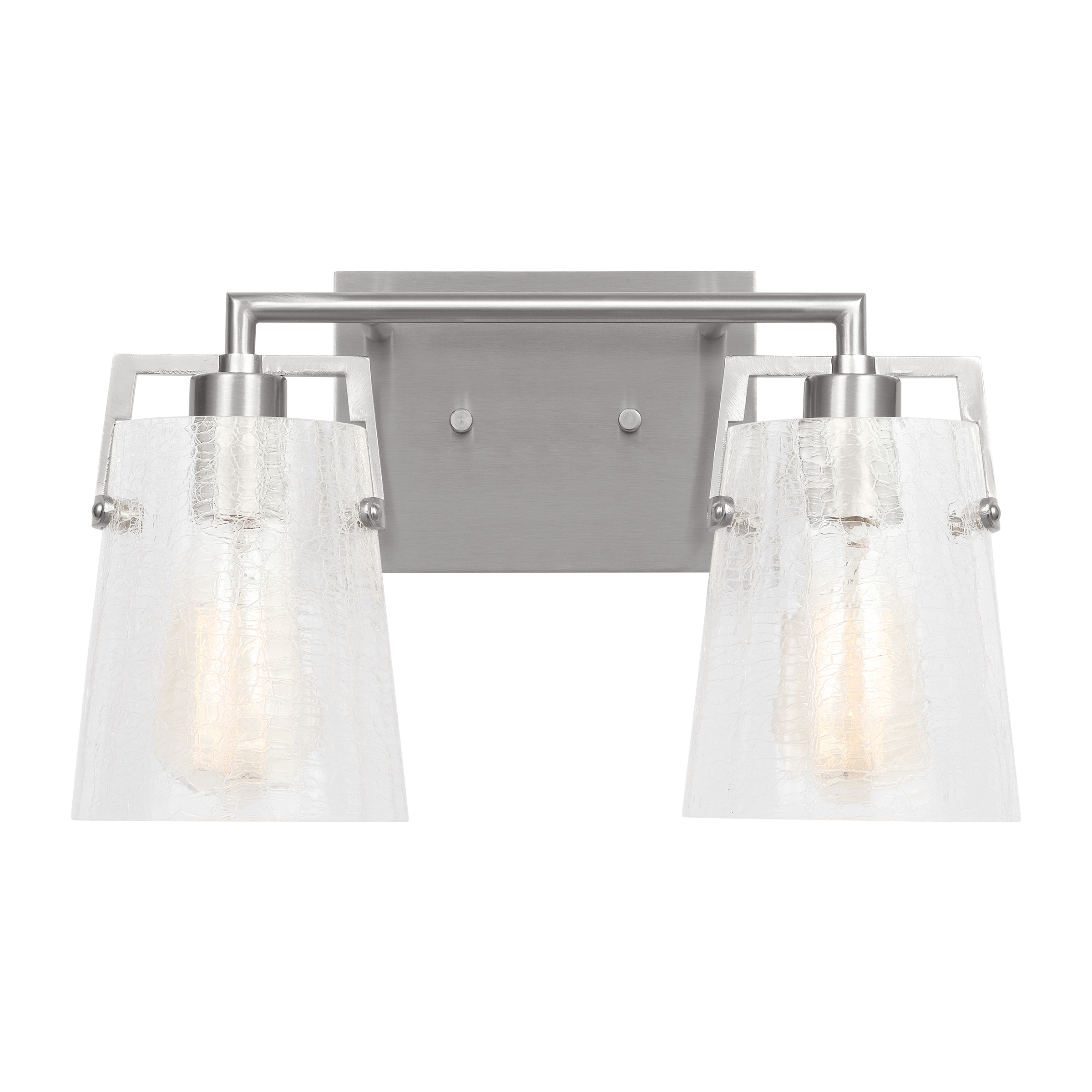 Crofton 2 - Light Vanity Brushed Nickel Clear Crackle Glass