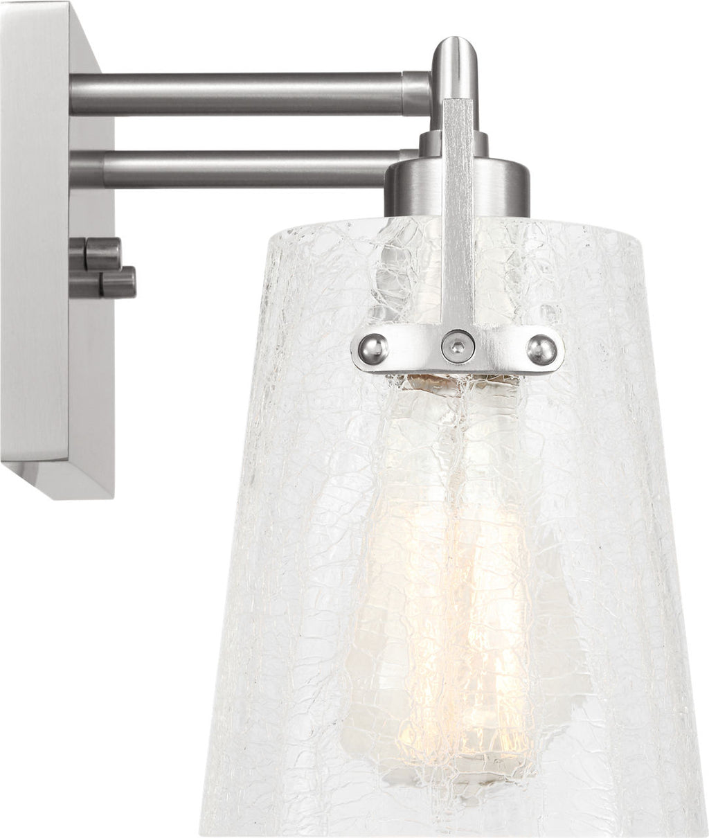 Crofton 2 - Light Vanity Brushed Nickel Clear Crackle Glass