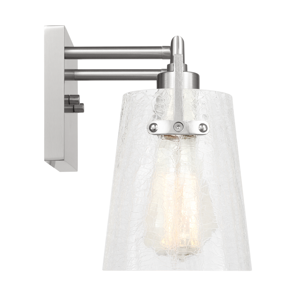 Crofton 2 - Light Vanity Brushed Nickel Clear Crackle Glass