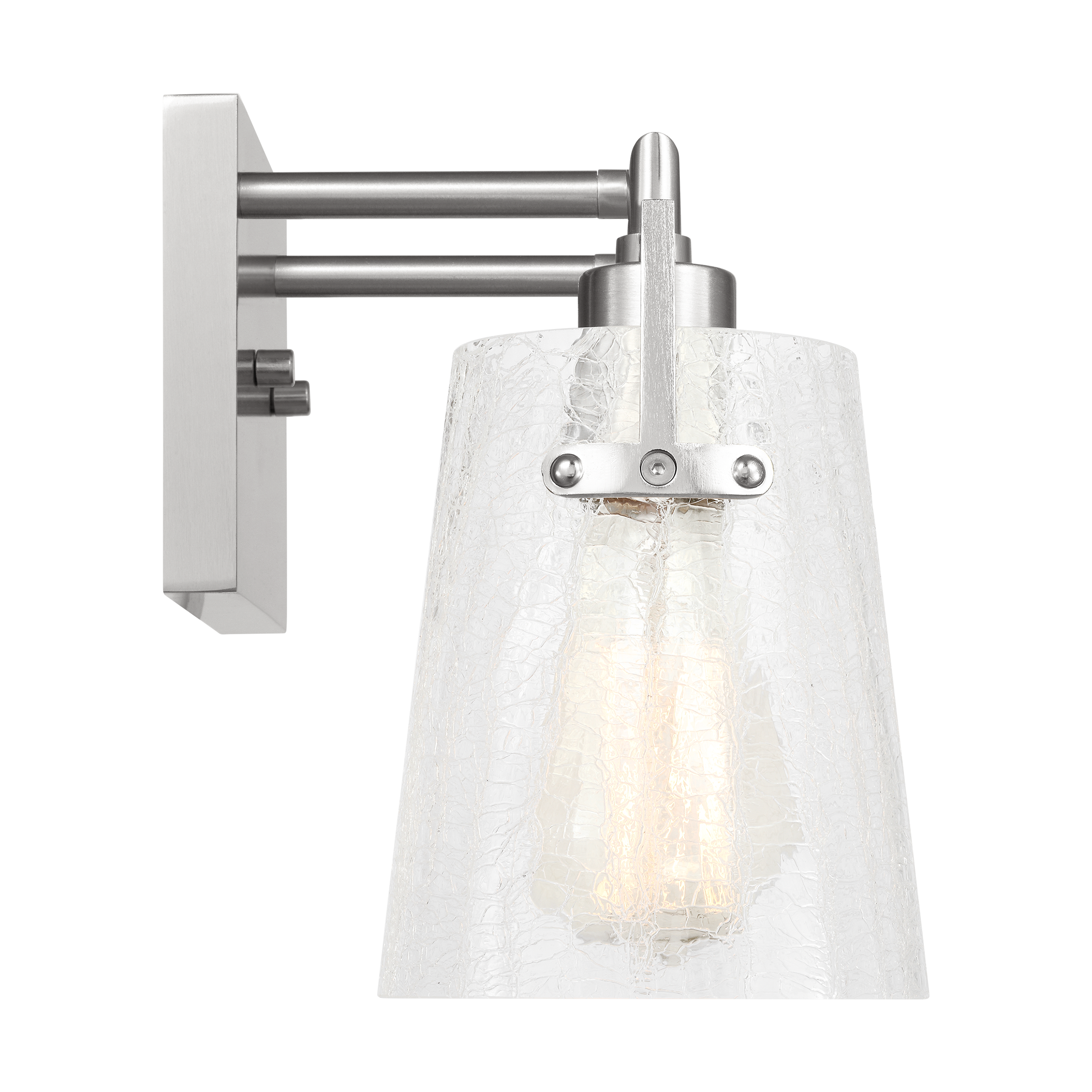 Crofton 2 - Light Vanity Brushed Nickel Clear Crackle Glass