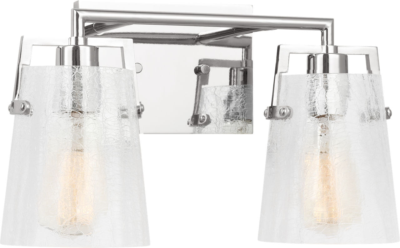 Crofton 2 - Light Vanity Chrome Clear Crackle Glass