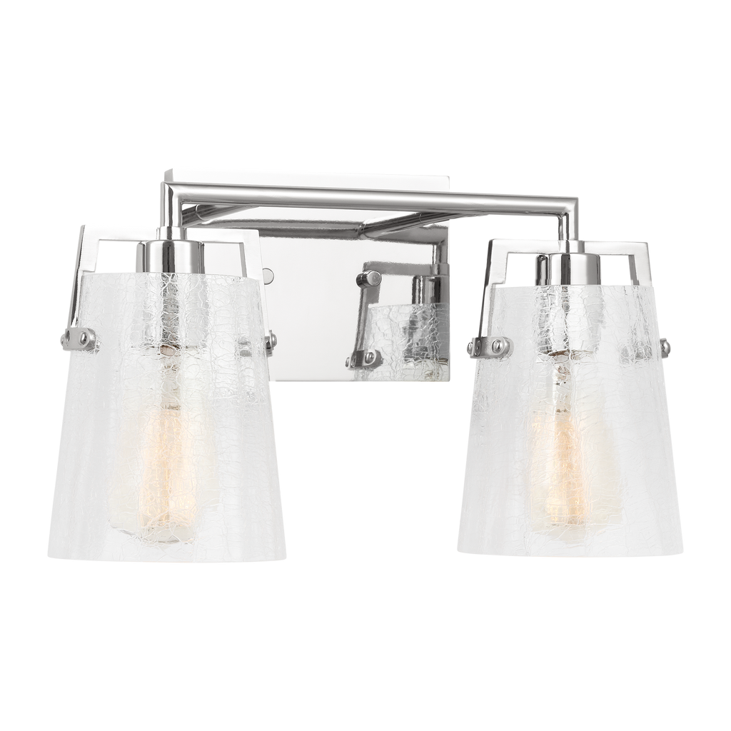 Crofton 2 - Light Vanity Chrome Clear Crackle Glass
