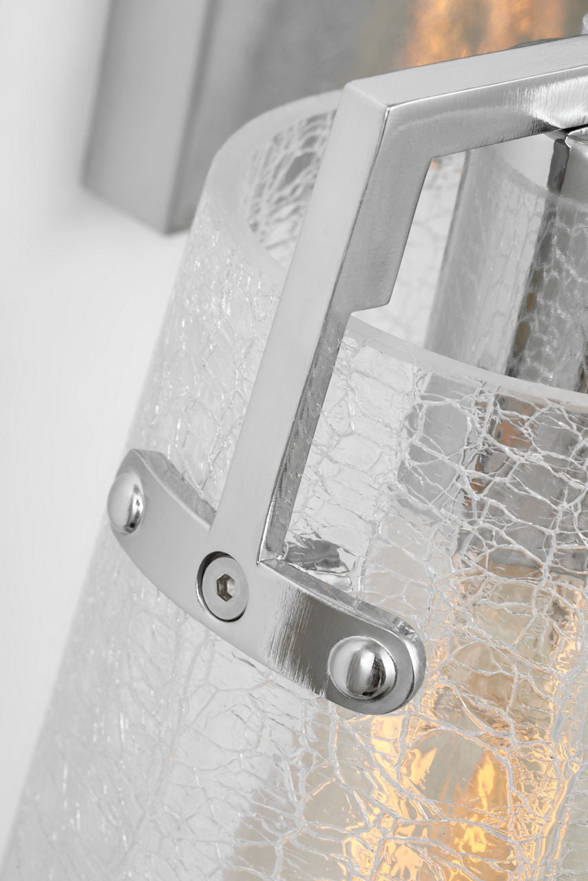 Crofton 2 - Light Vanity Chrome Clear Crackle Glass
