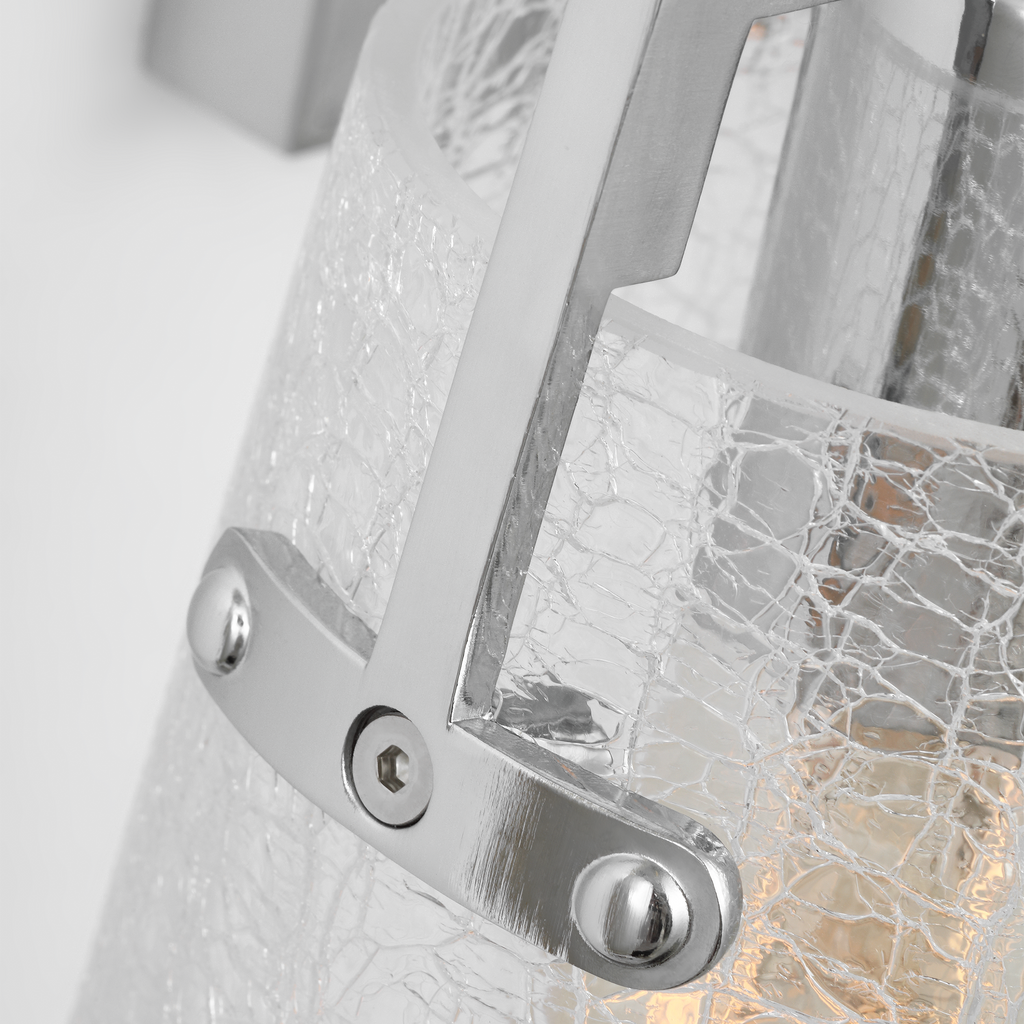 Crofton 2 - Light Vanity Chrome Clear Crackle Glass