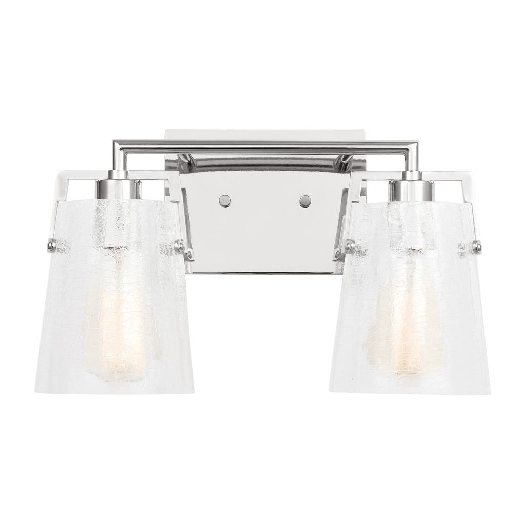 Crofton 2 - Light Vanity Chrome Clear Crackle Glass