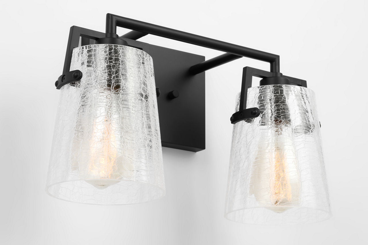 Crofton 2 - Light Vanity Midnight Black Clear Crackle Glass