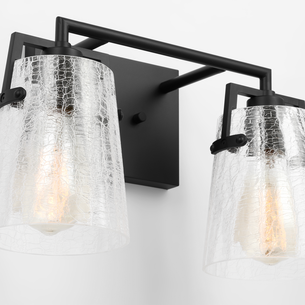 Crofton 2 - Light Vanity Midnight Black Clear Crackle Glass