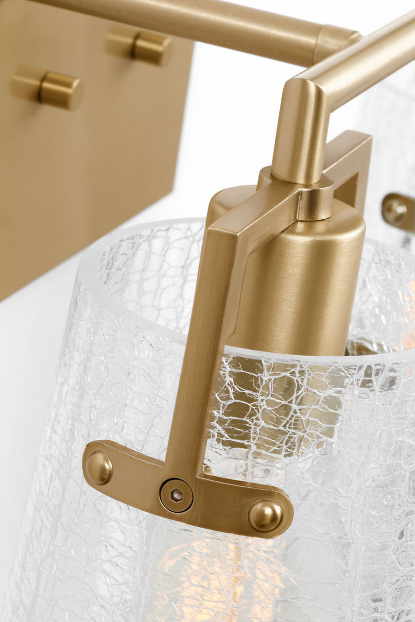 Crofton 2 - Light Vanity Satin Brass Clear Crackle Glass