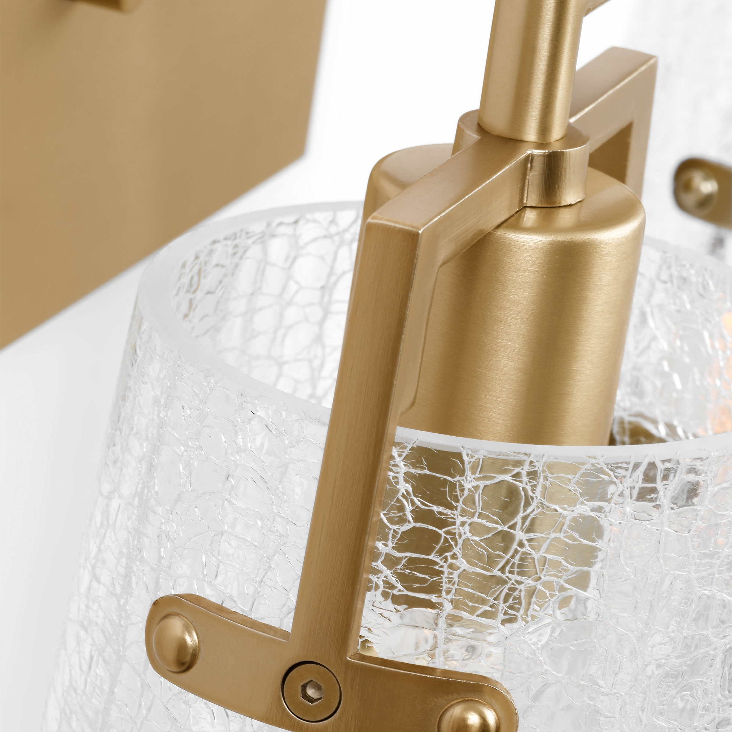 Crofton 2 - Light Vanity Satin Brass Clear Crackle Glass