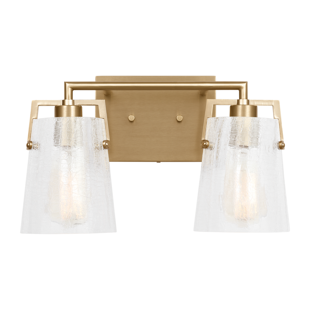 Crofton 2 - Light Vanity Satin Brass Clear Crackle Glass