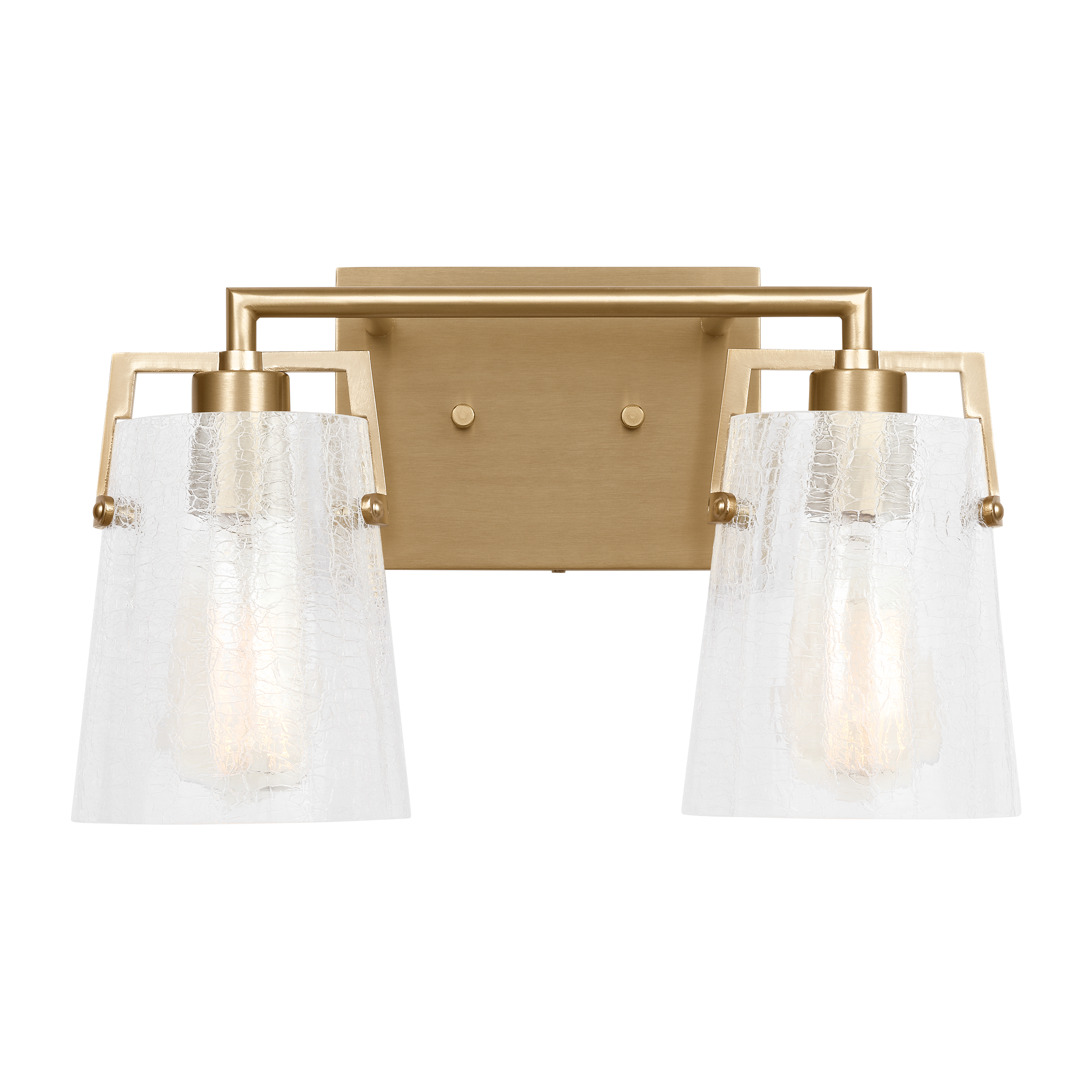 Crofton 2 - Light Vanity Satin Brass Clear Crackle Glass
