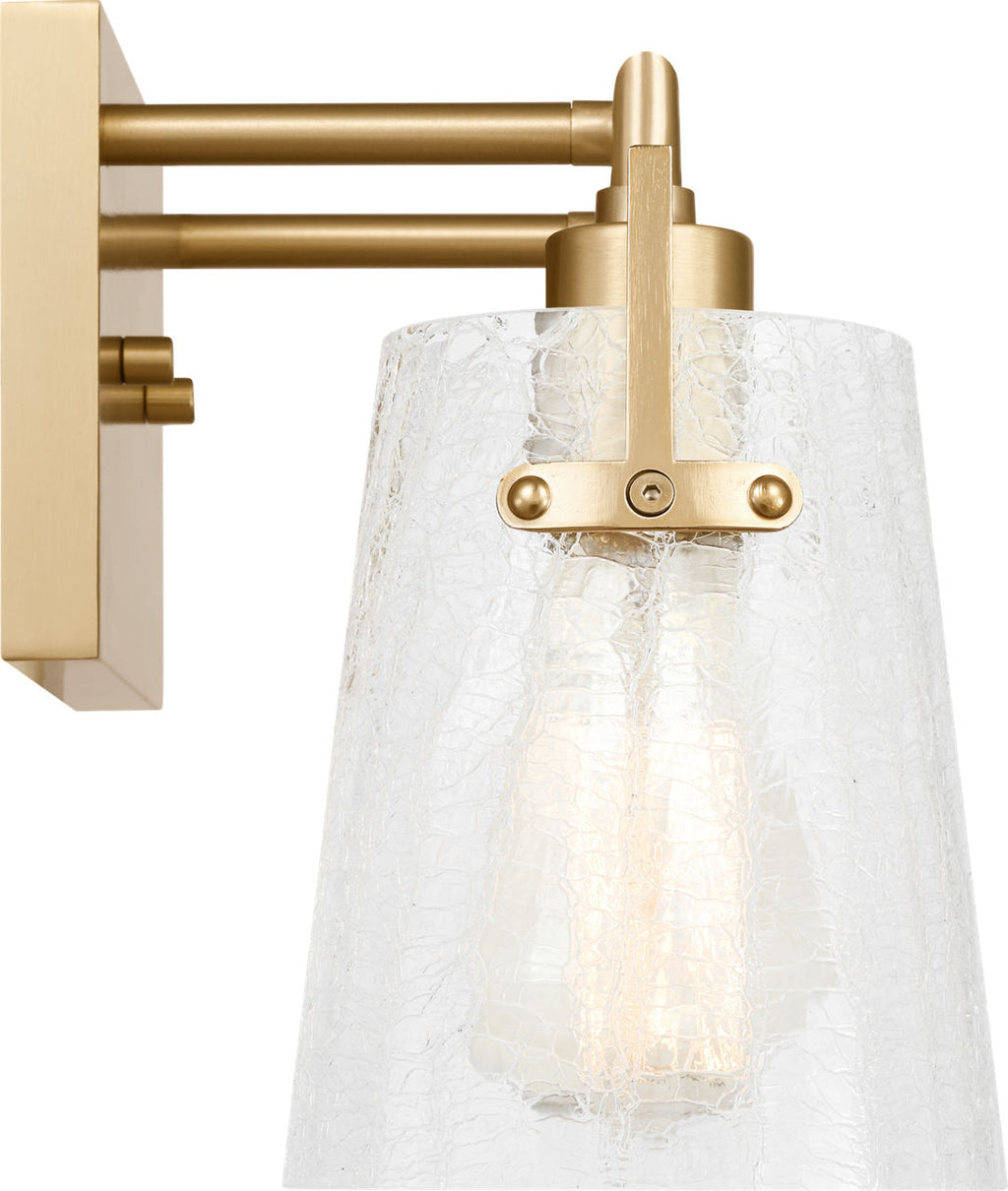 Crofton 2 - Light Vanity Satin Brass Clear Crackle Glass