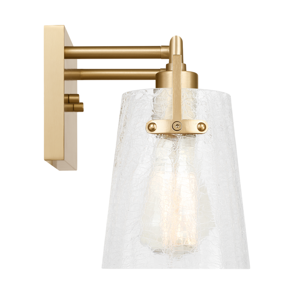 Crofton 2 - Light Vanity Satin Brass Clear Crackle Glass