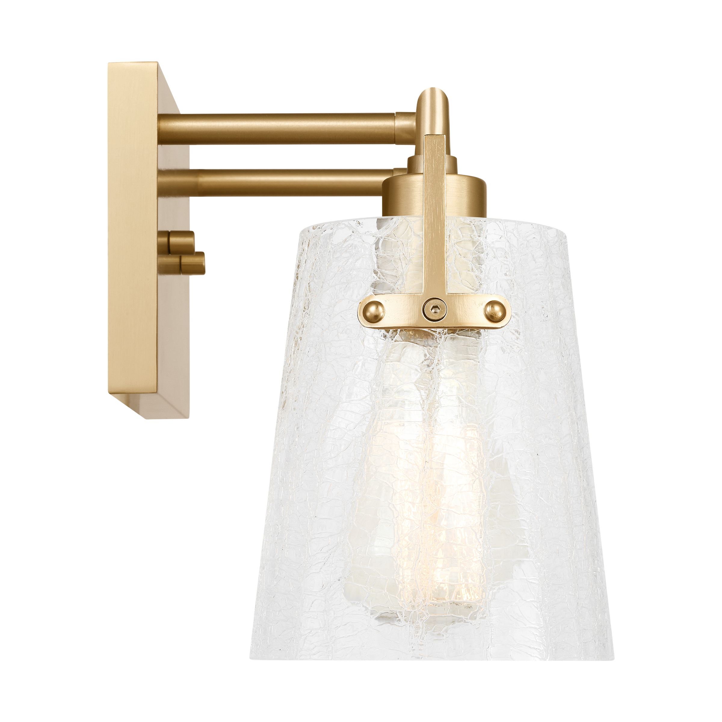 Crofton 2 - Light Vanity Satin Brass Clear Crackle Glass