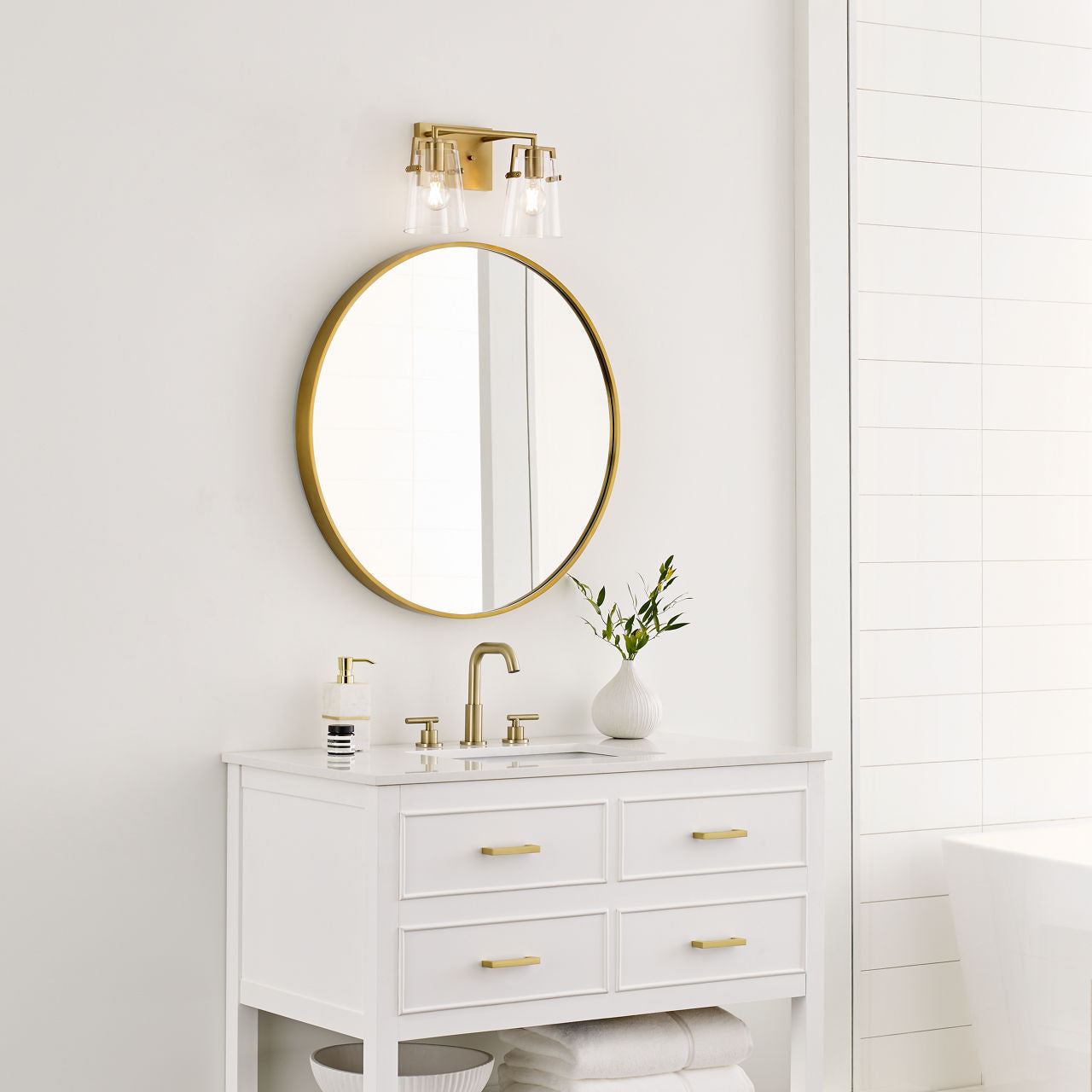 Crofton 2 - Light Vanity Satin Brass