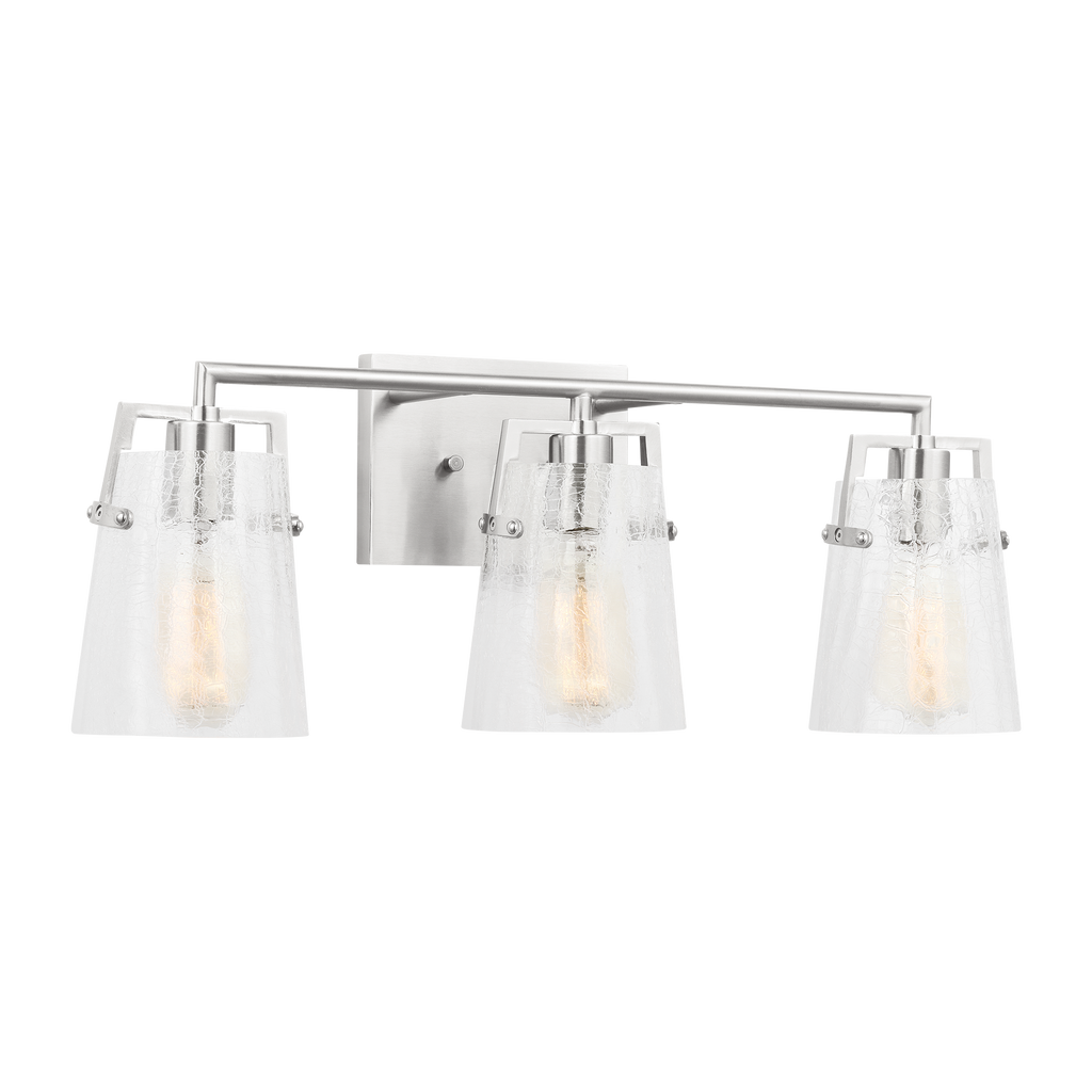 Crofton 3 - Light Vanity Brushed Nickel Clear Crackle Glass