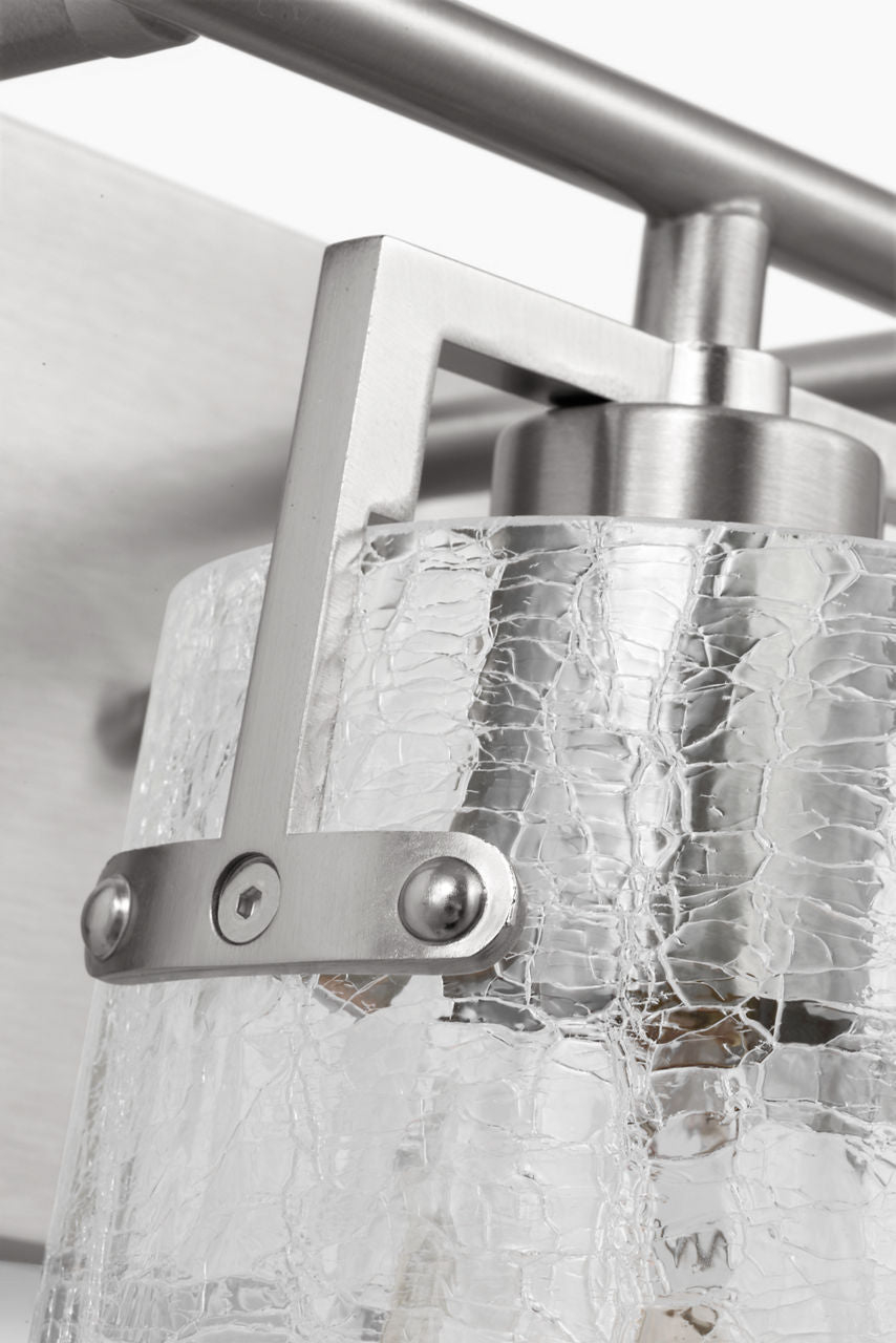 Crofton 3 - Light Vanity Brushed Nickel Clear Crackle Glass