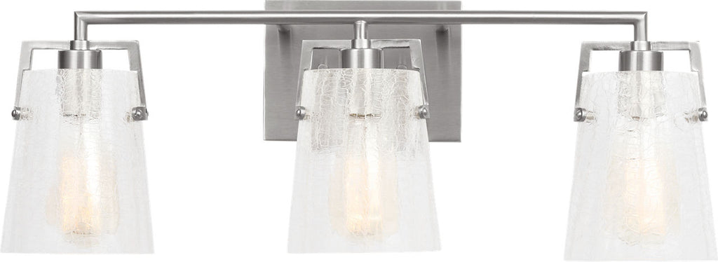 Crofton 3 - Light Vanity Brushed Nickel Clear Crackle Glass