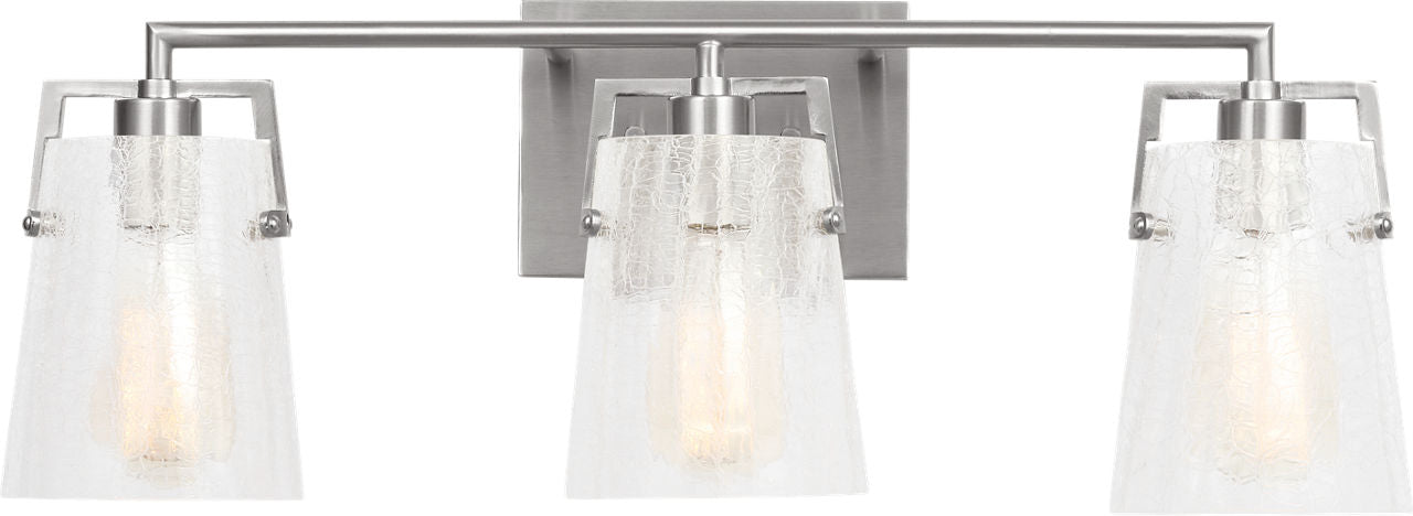 Crofton 3 - Light Vanity Brushed Nickel Clear Crackle Glass