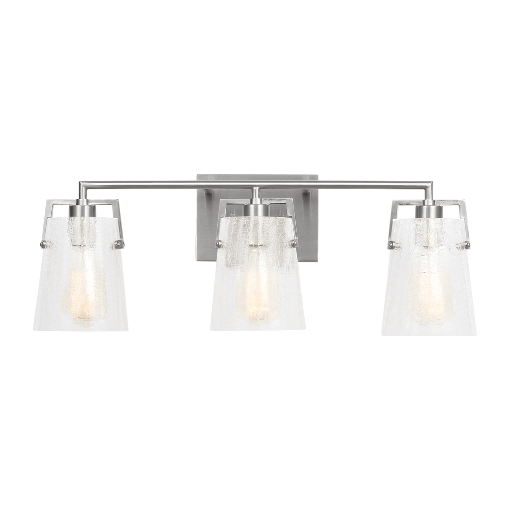 Crofton 3 - Light Vanity Brushed Nickel Clear Crackle Glass