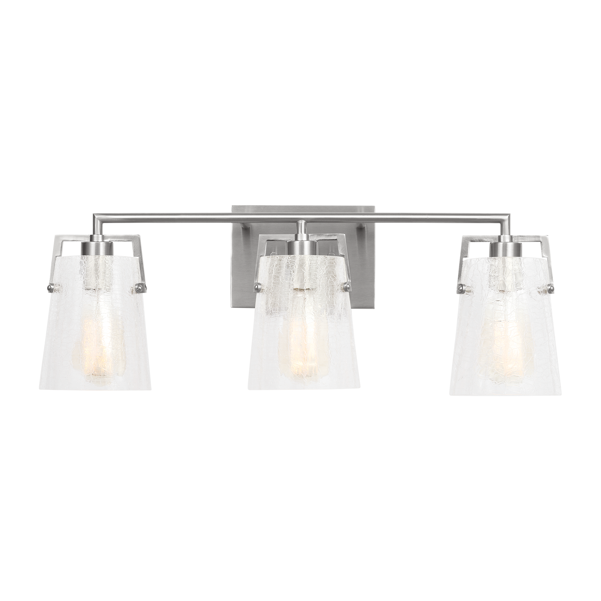 Crofton 3 - Light Vanity Brushed Nickel Clear Crackle Glass