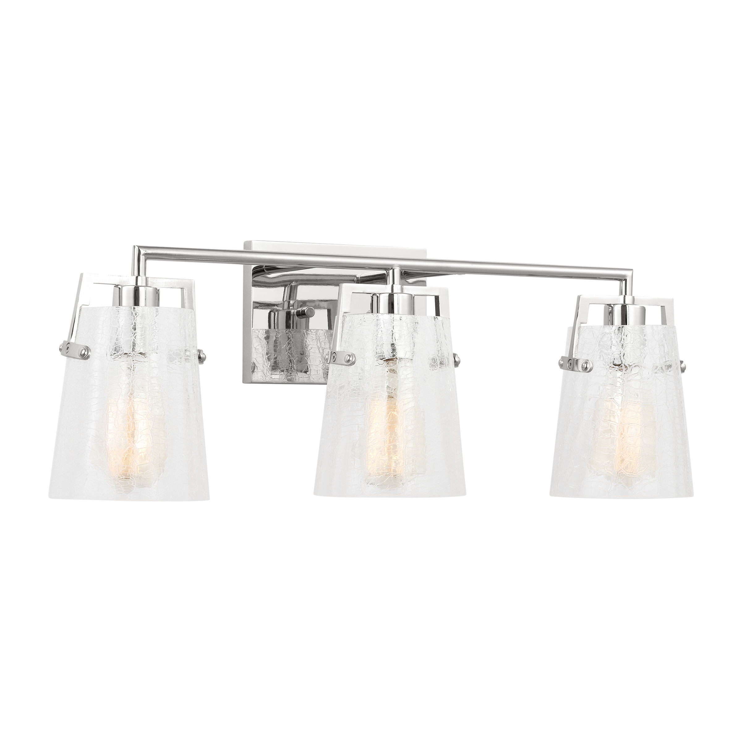 Crofton 3 - Light Vanity Chrome Clear Crackle Glass