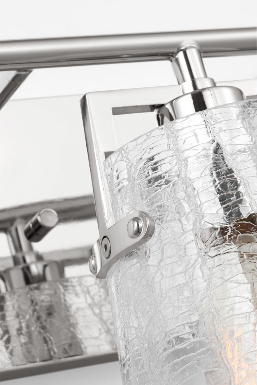 Crofton 3 - Light Vanity Chrome Clear Crackle Glass
