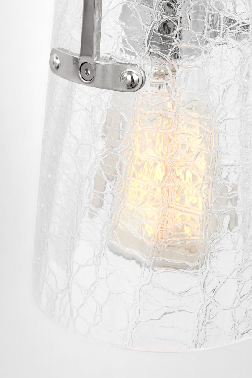 Crofton 3 - Light Vanity Chrome Clear Crackle Glass