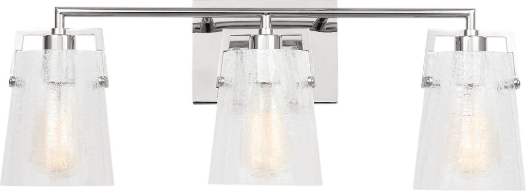 Crofton 3 - Light Vanity Chrome Clear Crackle Glass
