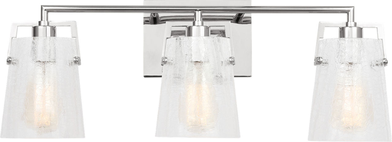 Crofton 3 - Light Vanity Chrome Clear Crackle Glass