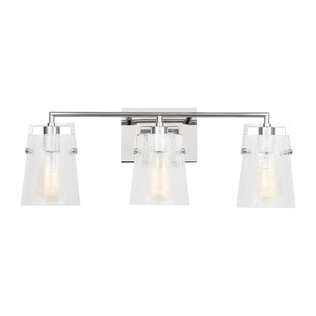 Crofton 3 - Light Vanity Chrome Clear Crackle Glass